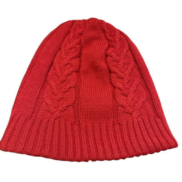 Under Armour Women’s/Unisex Vibrant Red Cable Knit Cuffed Beanie Comfy Warm - Picture 4 of 6